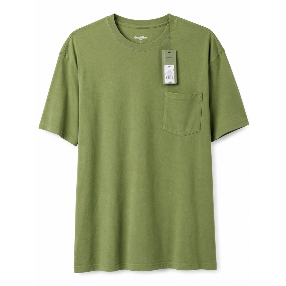 Goodfellow & Co Mens Relaxed Fit Short Sleeve Pocket T-Shirt Olive Green XXL NWT